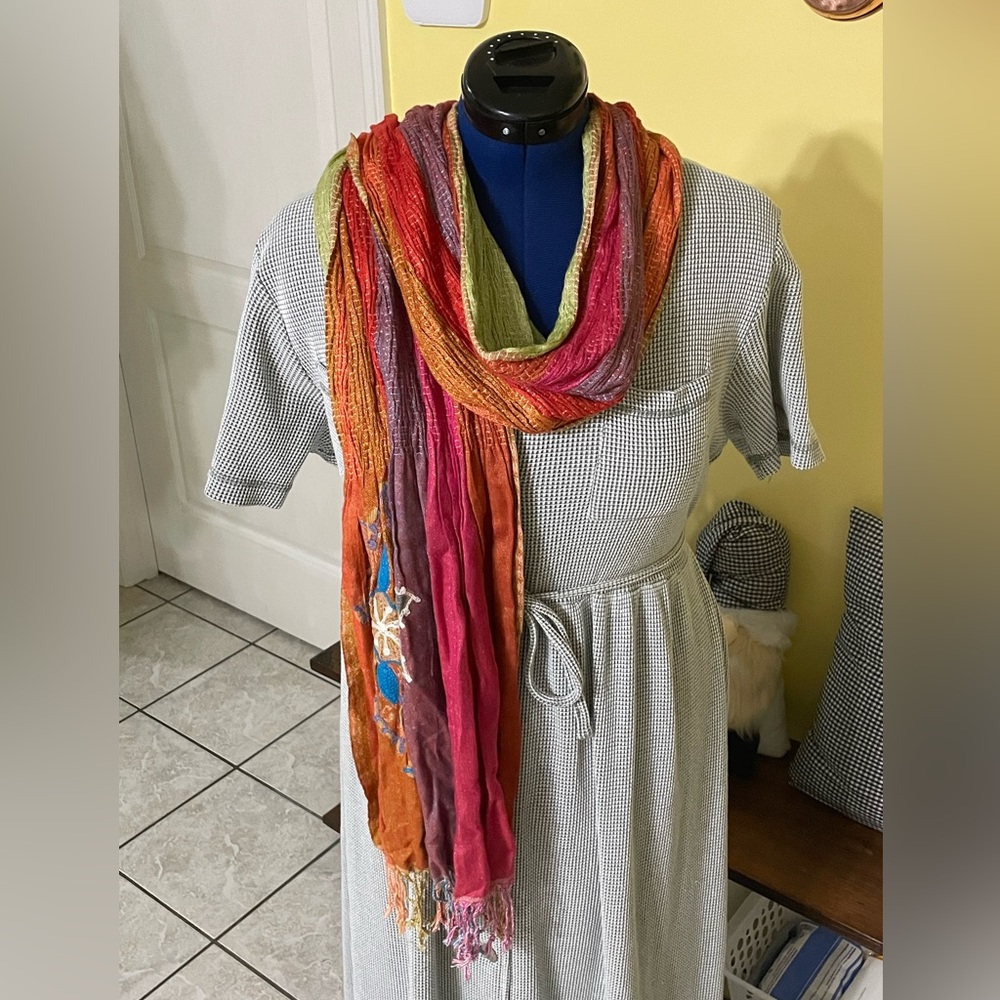 Funky Multicolor Women's Scarf - Vibrant Pink, Orange & Green